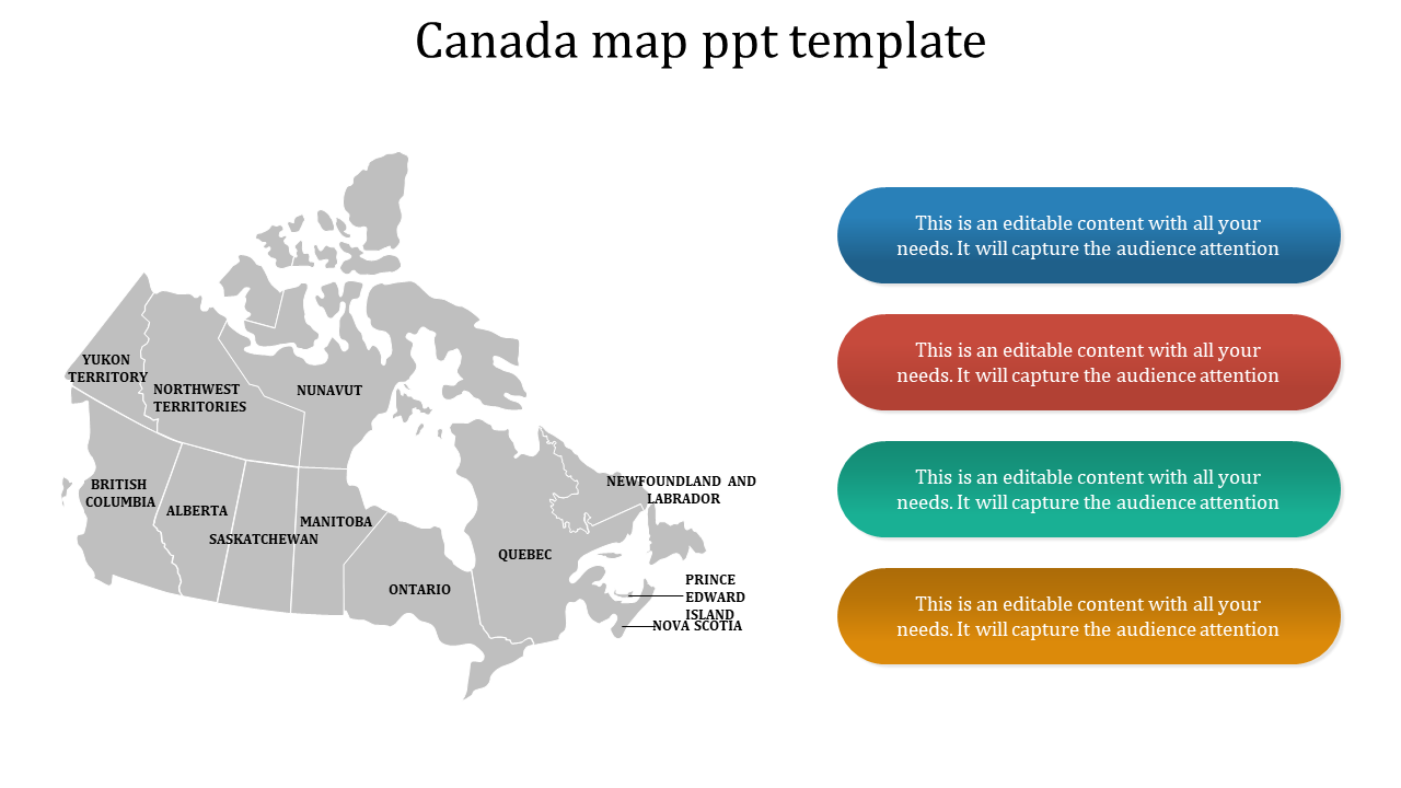 Free - Multicolor Canada Map PPT Template Presentation Design